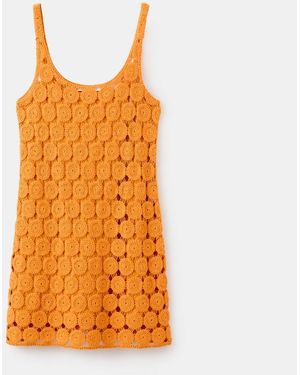 Mango Crochet Short Dress - Orange