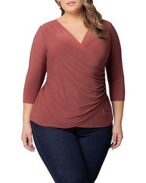 売れ筋商品|||キヨナ カットソー トップス レディース Plus Size Celeste Sparkle Faux Wrap Top Mocha sparkle Kiyonna Plus Size Celeste Sparkle Faux Wrap Top in Black | Lyst
