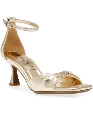 Anne Klein Jessie Ankle Strap Two Piece Dress Sandals - Metallic