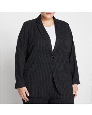 UNIVERSAL STANDARD Plus The Pinstripe Blazer - Black