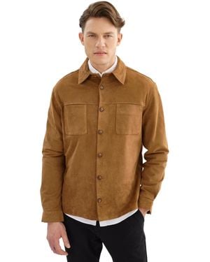 Regency Leathers Brock Suede Shirt - Brown