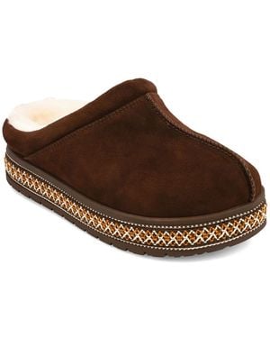 MIA Villas Suede Slip-on Clog Slippers - Brown