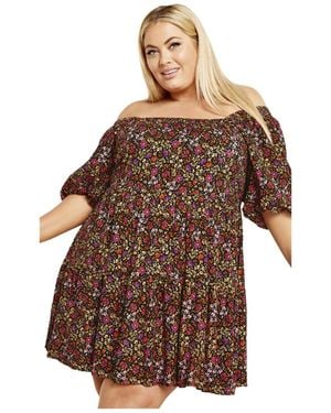 Avenue Plus Size Bonnie Print Dress - Brown