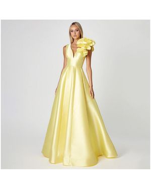 Bariano Mirella V Neck Ruffle Gown - Yellow