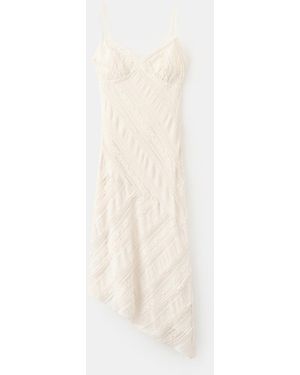 Mango Asymmetrical Lace Dress - White