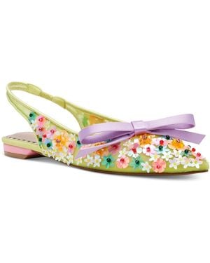 Betsey Johnson Laylah Floral Slingback Flats - Green
