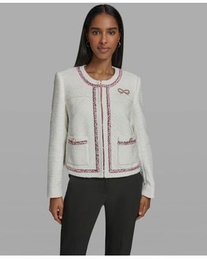 KARL LAGERFELD Crewneck Cropped Woven Jacket - Gray