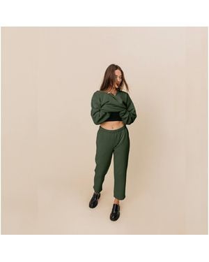 Ocio Plus Size Organic Cotton Teddy Cropped Pant Special - Natural