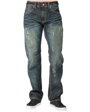 Level 7 Relaxed Straight Handcrafted Wash Premium Denim Signature Jeans - Blue