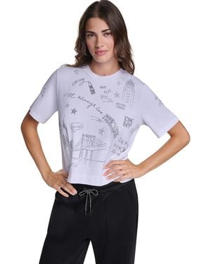 DKNY Rhinestone City Landmark Crewneck T-shirt - White
