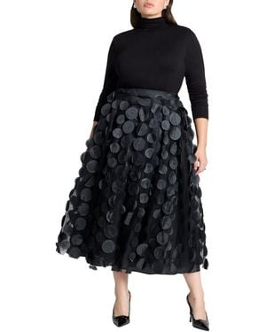 Eloquii Dimensional Dot Full Skirt - Black