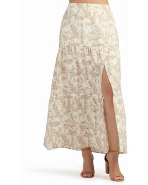 Bcx Printed Heavy Dobby Tiered Skirt - Natural