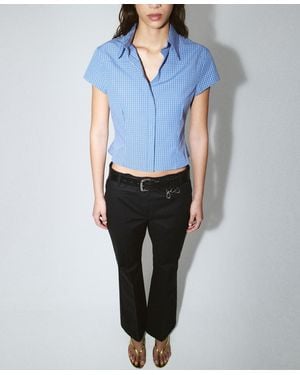 Mango Check Crop Shirt - Blue