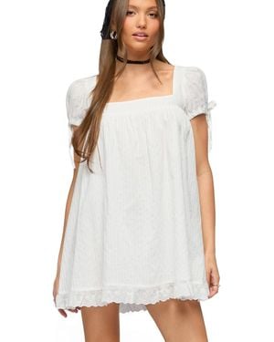 Edikted Sepid Striped Cotton Mini Dress - White