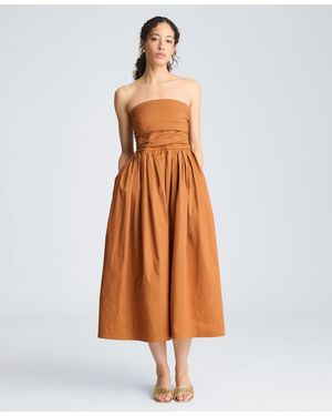 Kenneth Cole Strapless Shirred Midi Dress - Orange