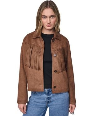 DKNY Fringe Detail Collared Button-front Jacket - Blue