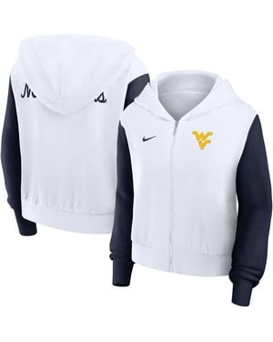 Nike West Virginia Mountaineers Cropped Beyond Capability Color-block Script Full-zip Hoodie - Blue