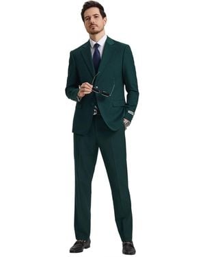 Stacy Adams Hybrid-fit 3pc Notch Lapel Suit Set - Blue