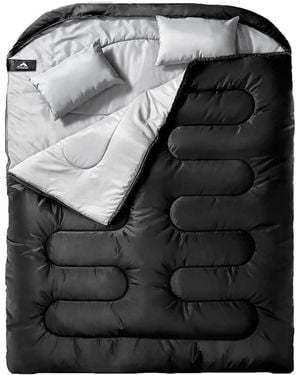 Gnuadz Double Sleeping Bag S Pillow Queen Two Person Camping Hiking Backpacking All Season Cold Warm - Black