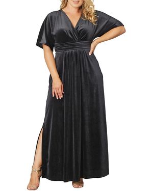 Kiyonna Plus Size Verona Velvet Evening Gown - Black