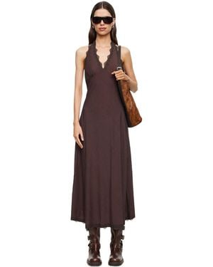 Lioness Sleeveless V-neck Dress - Brown