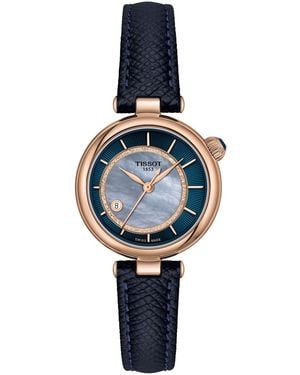 Tissot Desir Automatic Rose Gold Stainless Steel Case Bracelet Watch 28mm - Blue