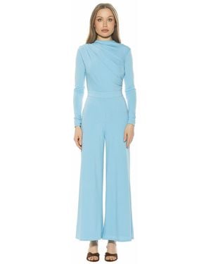 Alexia Admor Yael Long Sleeve Ruched Top Jumpsuit - Blue