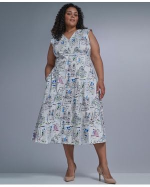 KARL LAGERFELD Plus Size Sleeveless V-neck Midi Dress - Blue