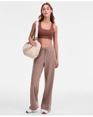 ID Ideology Ribbed Knit Wide Leg Pants - Pink