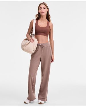 ID Ideology Ribbed Knit Wide Leg Pants - Pink