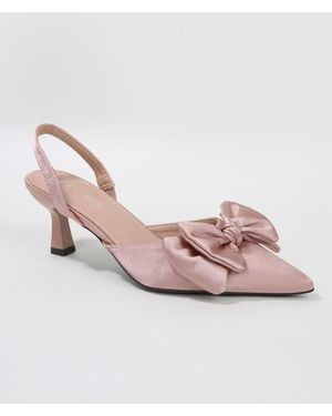 BERNESS Michaela Satin Bow Slingback Pumps - Pink