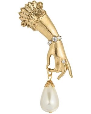 2028 Imitation Pearl Charm Ladies Hand Pin - Metallic