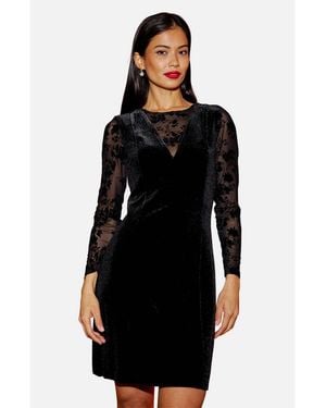 Yumi' Fitted Velvet Dress - Black