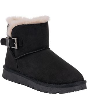 Gc Shoes Hillrose Faux Fur Buckle Low Heel Ankle Booties - Black