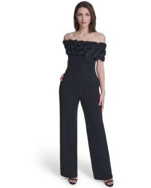 Eliza J Off The Shoulder Short Sleeve Jumpsuit - Blue