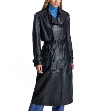 Julia & Stella By Maximilian Leather Trench - Black
