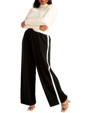 Eloquii Plus Size Wide Leg Pant With Side Stripe - Black