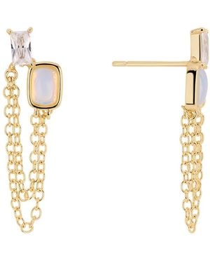 Macy's Plated Lapis Howlite Simulated Cubic Zirconia Chain Drop Earrings - Metallic