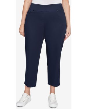 Ruby Rd. Plus Size Soft Denim Faux Pocket Pants - Blue