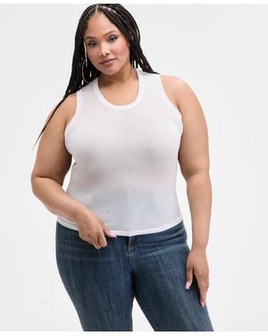 Nina Parker Trendy Plus Size Sheer Sweater-knit Tank - Blue
