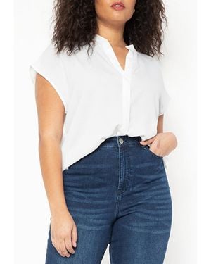 Eloquii Plus Size Notch Collar Blouse - White