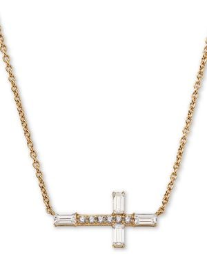 AJOA Ava Nadri 18k -plated Cubic Zirconia East-west Cross Pendant Necklace - Metallic