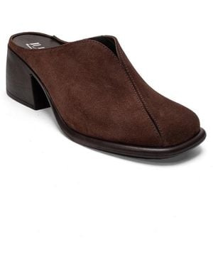 Forever & Always Shoes Ardent Leather Block Heel Mule - Brown