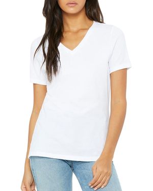 Blu Rock Loose Fit Short Sleeve V-neck Cotton Stretch Tees - White