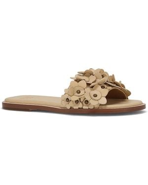 FRYE and CO Bucky Flower Slide Sandals - Brown