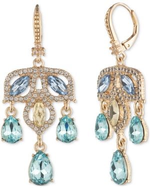 Marchesa Gold-tone Blue Stone Multi Chandelier Drop Earrings - Metallic