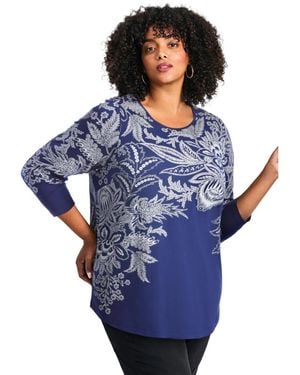 Avenue Plus Size Millie 3/4 Sleeve Top - Blue