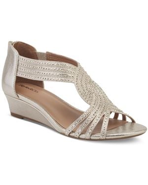 Style & Co. Ginifur Embellished Strappy Wedge Sandals - Metallic