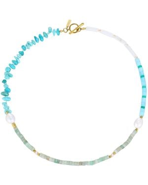 st. Moran Tarnish-resistant Natural Freshwater Pearl Mixed Bead Augustine Necklace - Metallic