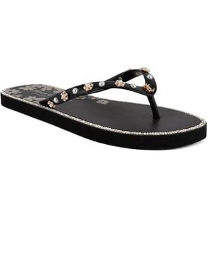 Juicy Couture Sanba Embellished Flip Flops - Black